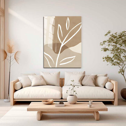 Wes Co Gallery Metal Poster Neutral Leaf Silhouette 11" x 17" Home Goods - Nordic Border or edge to edge Metal Art Print