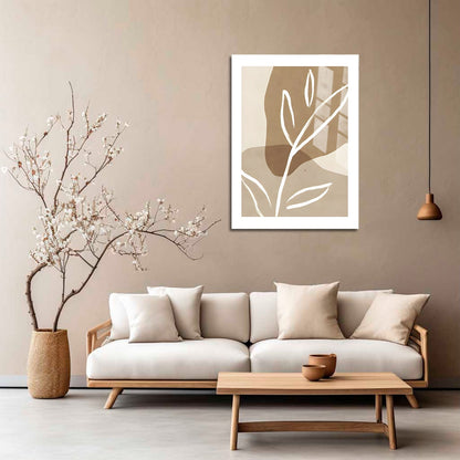 Wes Co Gallery Metal Poster Neutral Leaf Silhouette 16" x 24" Home Goods - Nordic Border or edge to edge Metal Art Print