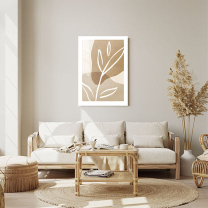 Wes Co Gallery Metal Poster Neutral Leaf Silhouette 24" x 36" Home Goods - Nordic Border or edge to edge Metal Art Print