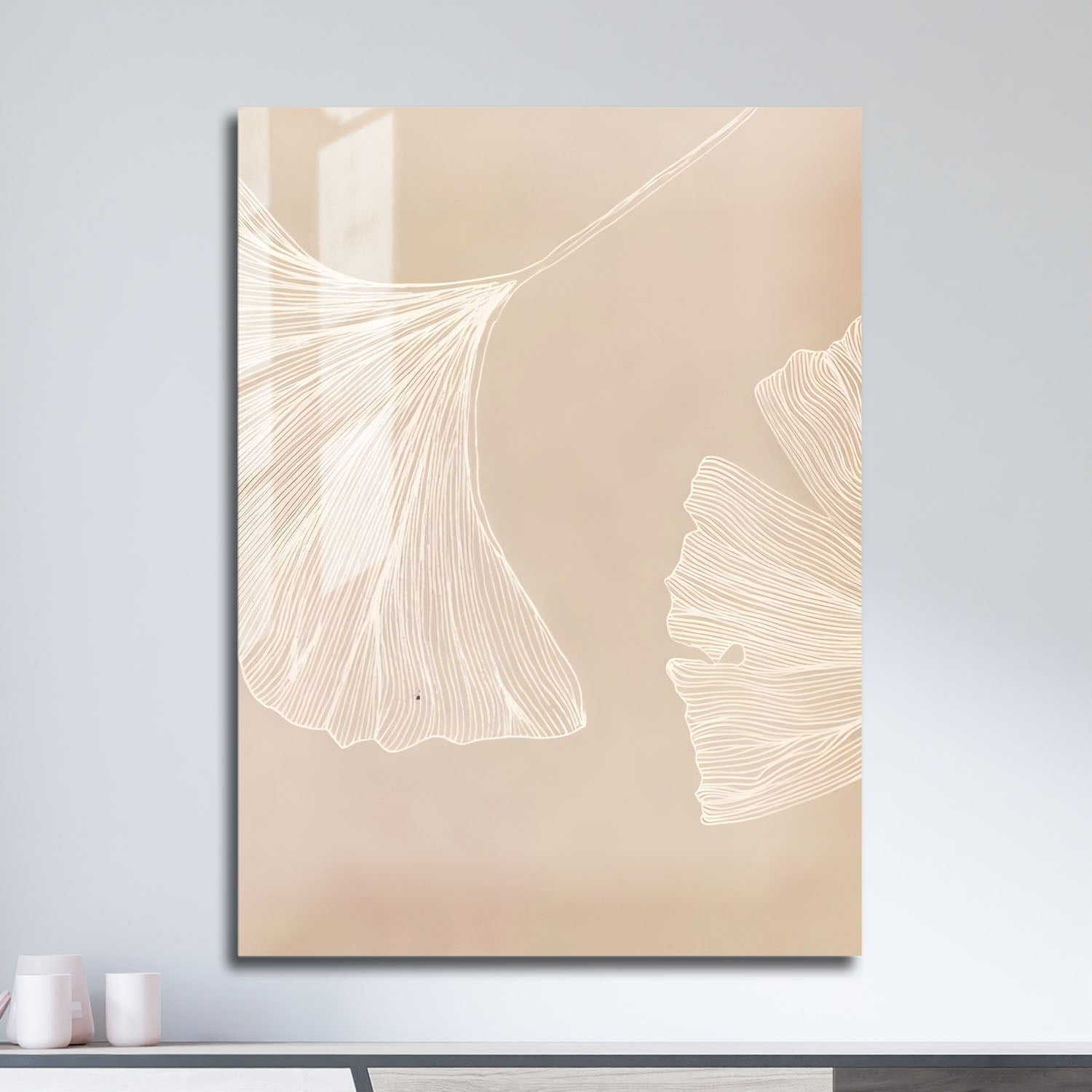 Wes Co Gallery Metal Poster Delicate Ginkgo Leaves 11" x 17" Home Goods - Nordic Border or edge to edge Metal Art Print