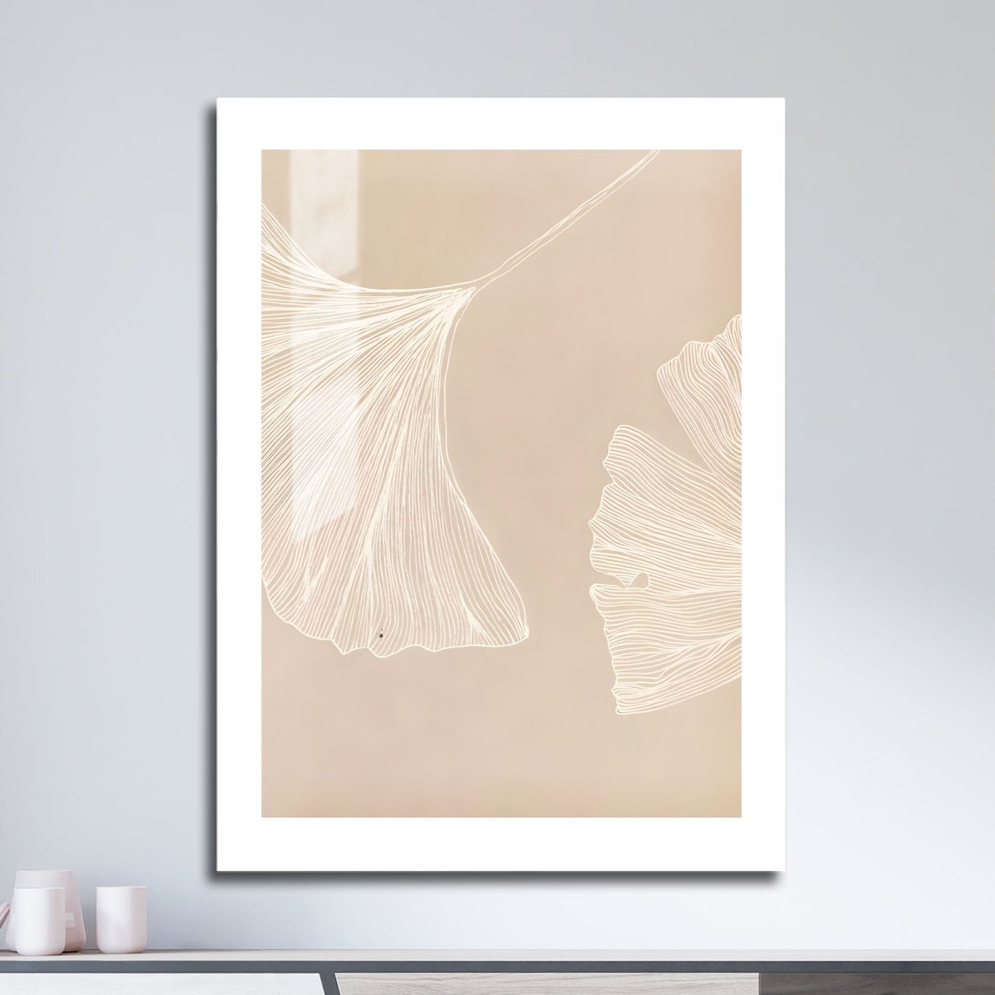 Wes Co Gallery Metal Poster Delicate Ginkgo Leaves 16" x 24" Home Goods - Nordic Border or edge to edge Metal Art Print