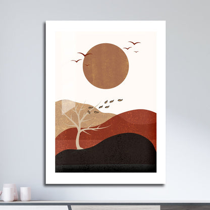 Wes Co Gallery Metal Poster Serene Sunset Landscape 16" x 24" Home Goods - Nordic Border or edge to edge Metal Art Print