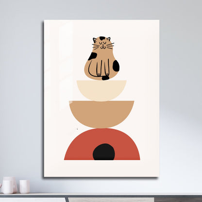 Wes Co Gallery Metal Poster Zen Cat Geometry 11" x 17" Home Goods - Nordic Border or edge to edge Metal Art Print