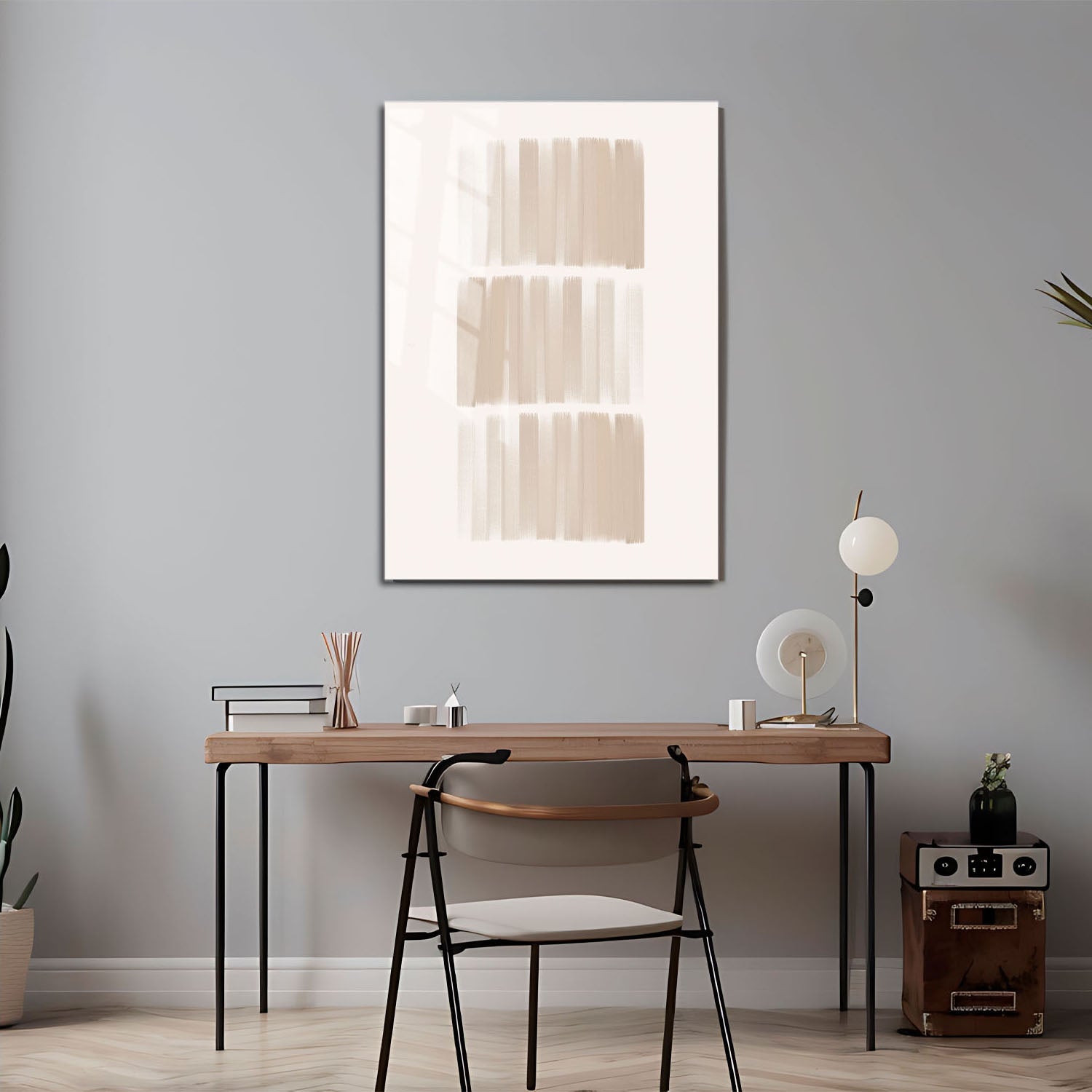 Wes Co Gallery Metal Poster Textured Neutral Stripes 11" x 17" Home Goods - Nordic Border or edge to edge Metal Art Print