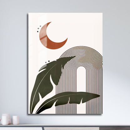 Wes Co Gallery Metal Poster Bohemian Moon and Leaves 11" x 17" Home Goods - Nordic Border or edge to edge Metal Art Print