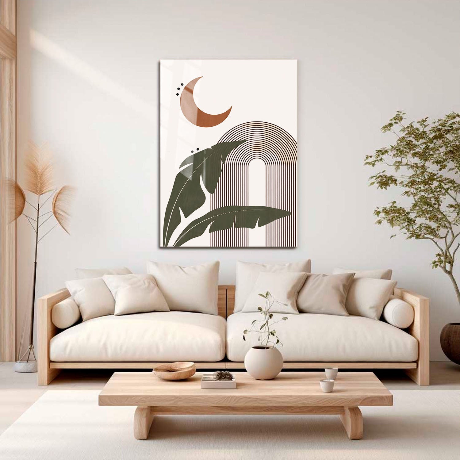 Wes Co Gallery Metal Poster Bohemian Moon and Leaves 11" x 17" Home Goods - Nordic Border or edge to edge Metal Art Print