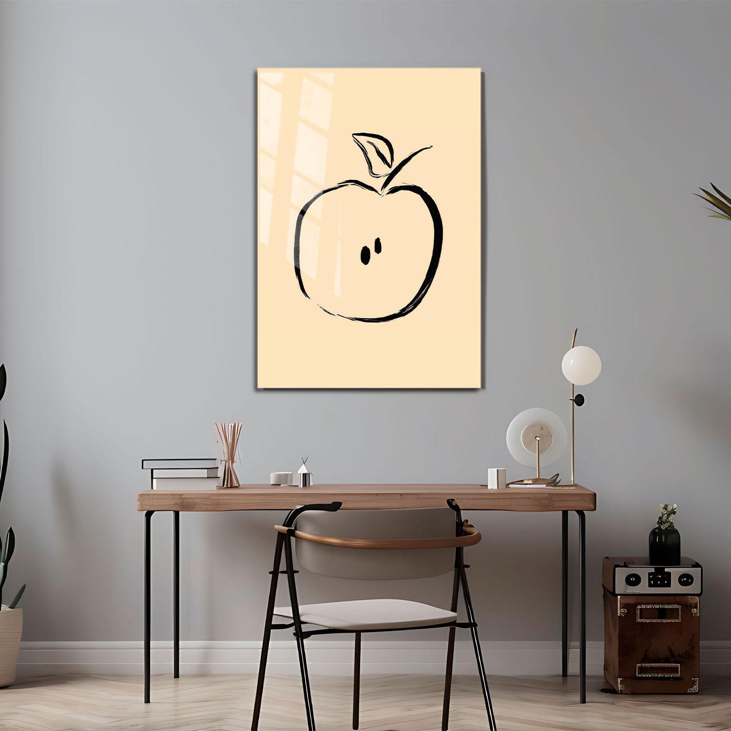 Wes Co Gallery Metal Poster Minimalist Apple Sketch 11" x 17" Home Goods - Nordic Border or edge to edge Metal Art Print