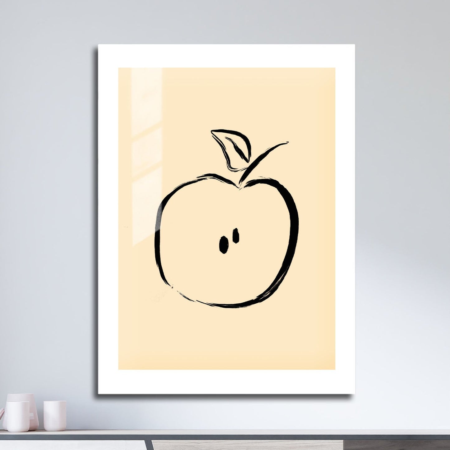 Wes Co Gallery Metal Poster Minimalist Apple Sketch 16" x 24" Home Goods - Nordic Border or edge to edge Metal Art Print