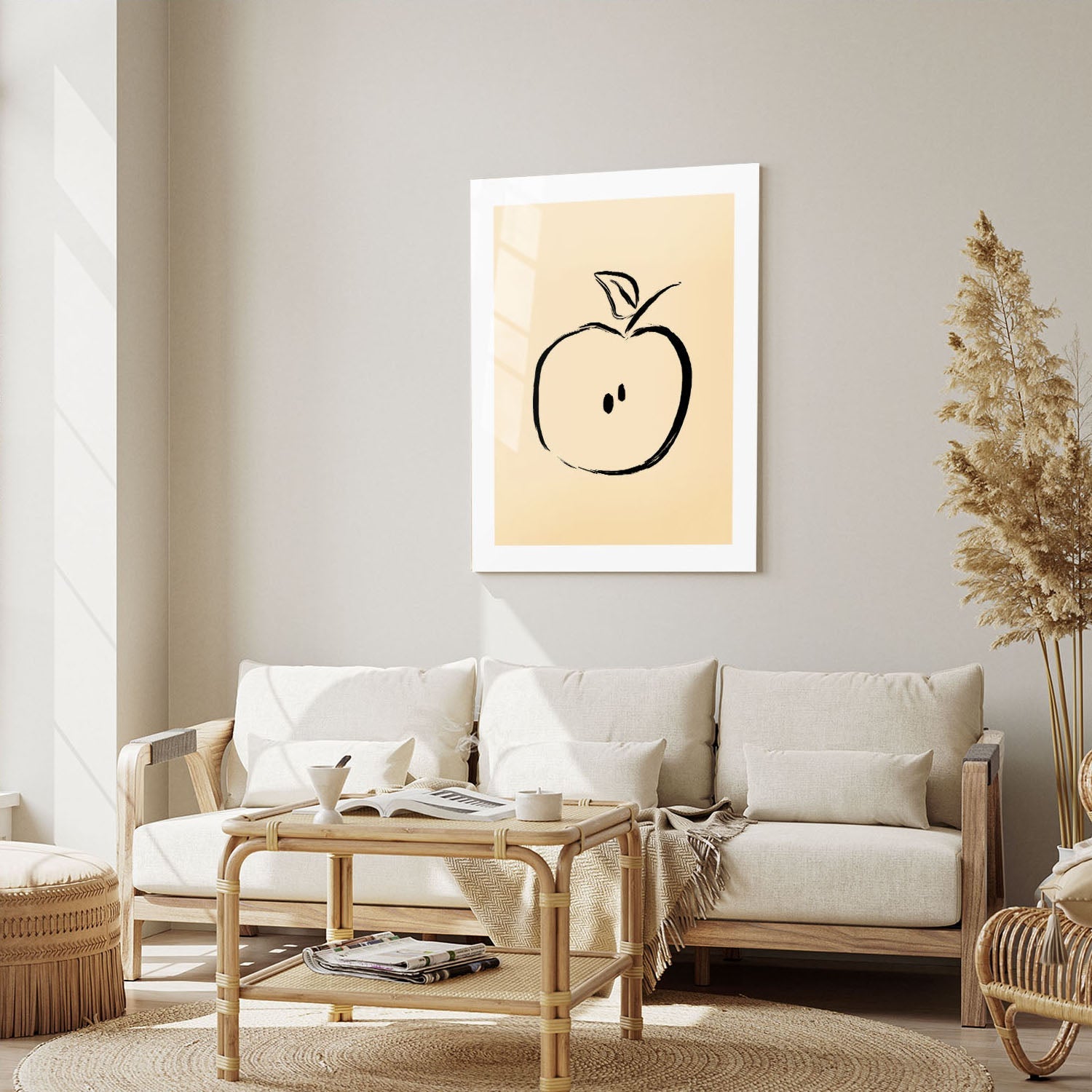 Wes Co Gallery Metal Poster Minimalist Apple Sketch 16" x 24" Home Goods - Nordic Border or edge to edge Metal Art Print