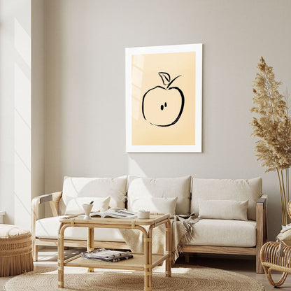 Wes Co Gallery Metal Poster Minimalist Apple Sketch 16" x 24" Home Goods - Nordic Border or edge to edge Metal Art Print