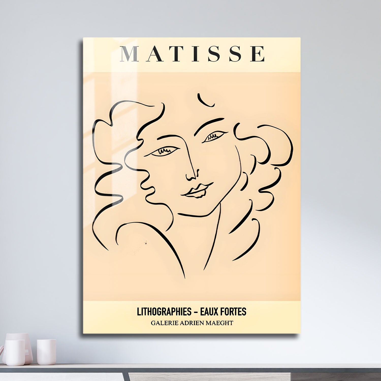 Wes Co Gallery Metal Poster Matisse Elegant Line Portrait 11" x 17" Home Goods - Nordic Border or edge to edge Metal Art Print