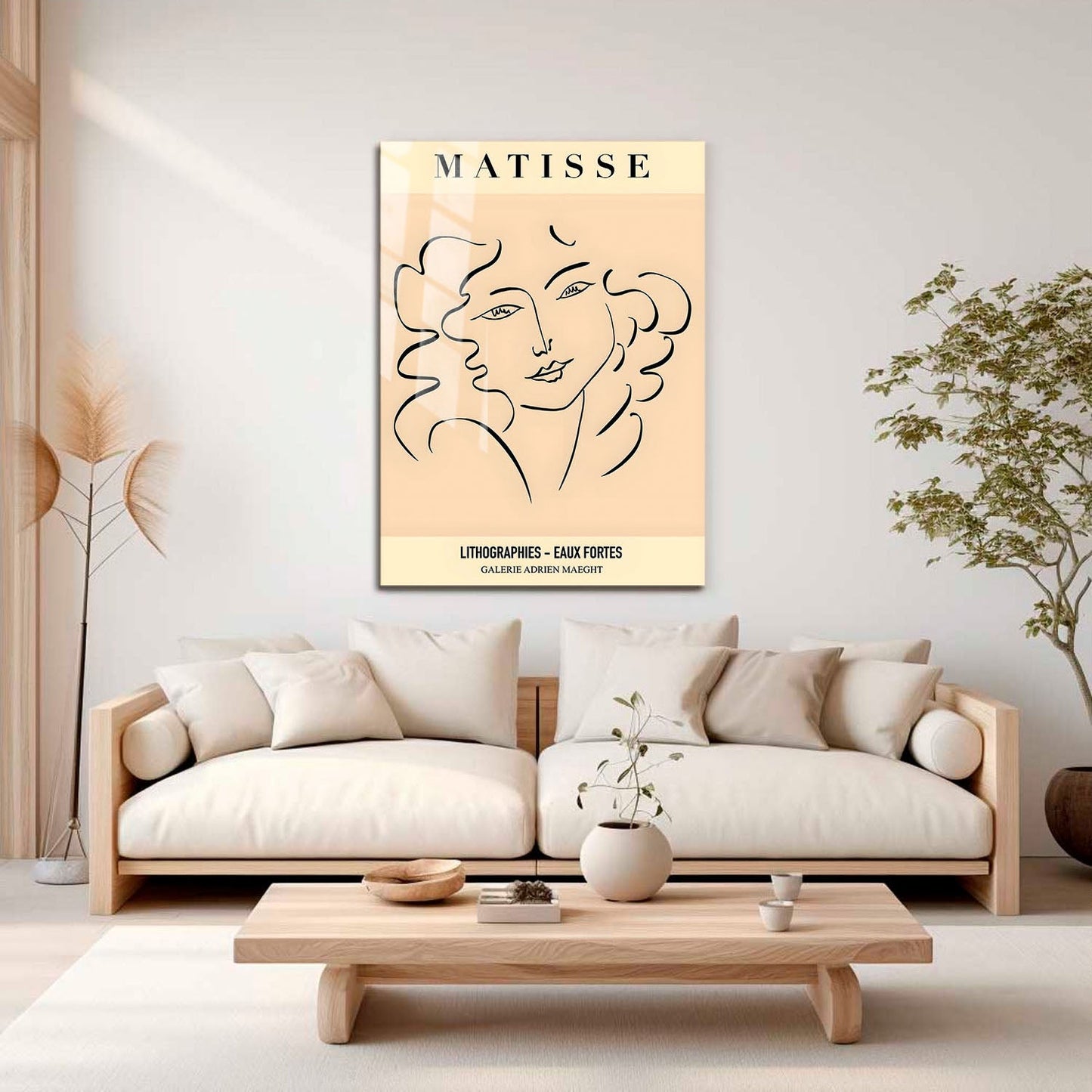 Wes Co Gallery Metal Poster Matisse Elegant Line Portrait 11" x 17" Home Goods - Nordic Border or edge to edge Metal Art Print