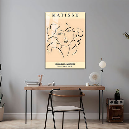 Wes Co Gallery Metal Poster Matisse Elegant Line Portrait 11" x 17" Home Goods - Nordic Border or edge to edge Metal Art Print