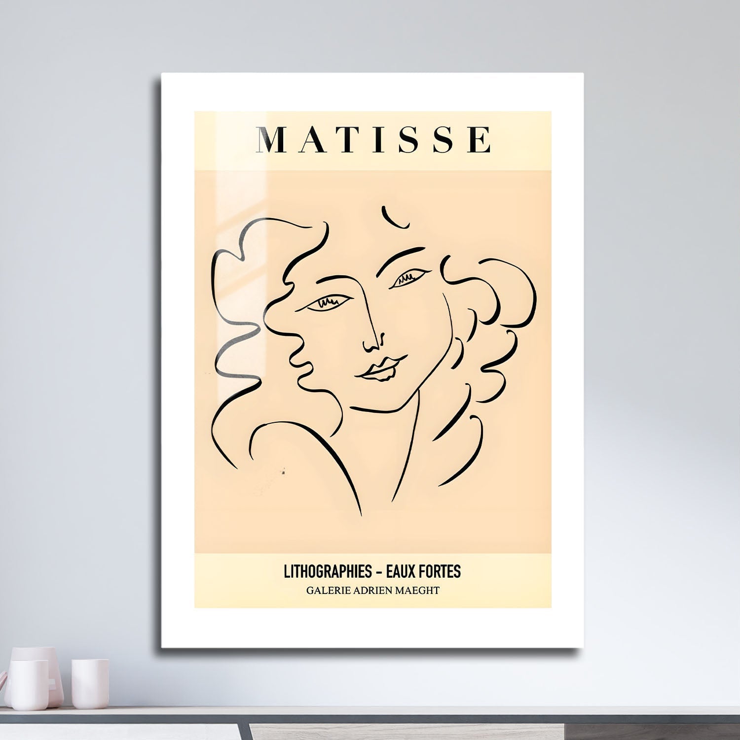 Wes Co Gallery Metal Poster Matisse Elegant Line Portrait 16" x 24" Home Goods - Nordic Border or edge to edge Metal Art Print