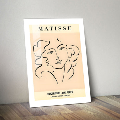 Wes Co Gallery Metal Poster Matisse Elegant Line Portrait 24" x 36" Home Goods - Nordic Border or edge to edge Metal Art Print