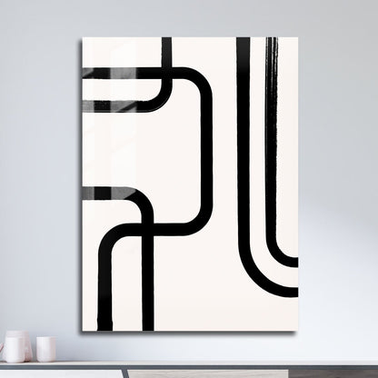 Wes Co Gallery Metal Poster Modern Flow Black Lines 11" x 17" Home Goods - Nordic Border or edge to edge Metal Art Print