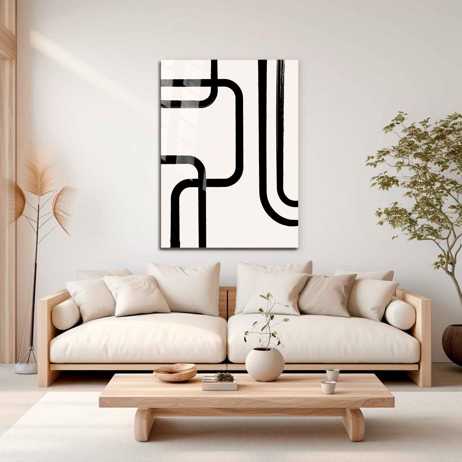 Wes Co Gallery Metal Poster Modern Flow Black Lines 11" x 17" Home Goods - Nordic Border or edge to edge Metal Art Print