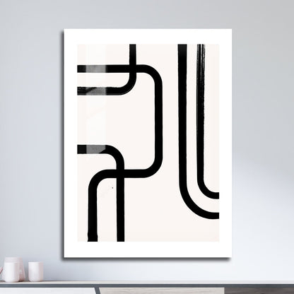 Wes Co Gallery Metal Poster Modern Flow Black Lines 16" x 24" Home Goods - Nordic Border or edge to edge Metal Art Print