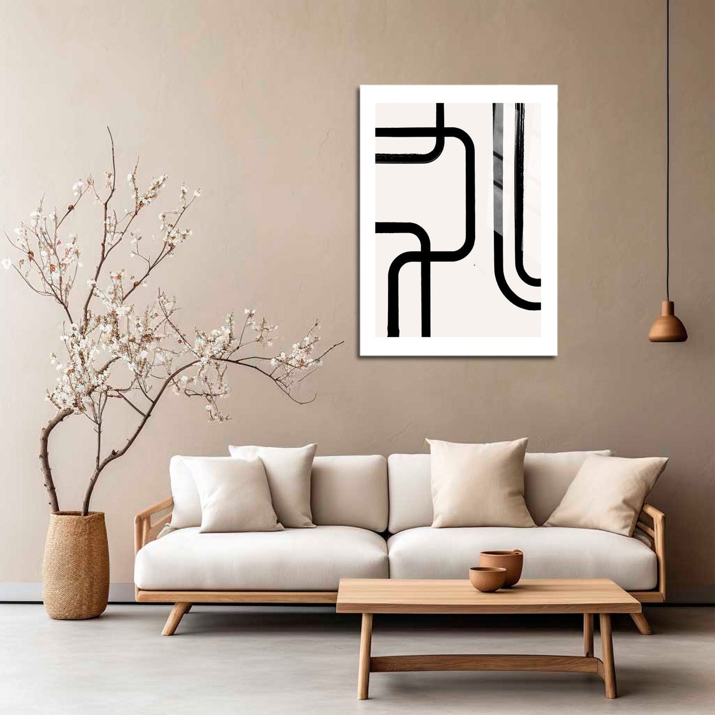 Wes Co Gallery Metal Poster Modern Flow Black Lines 16" x 24" Home Goods - Nordic Border or edge to edge Metal Art Print