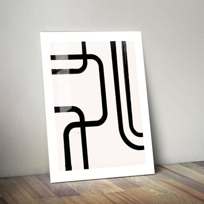 Wes Co Gallery Metal Poster Modern Flow Black Lines 24" x 36" Home Goods - Nordic Border or edge to edge Metal Art Print