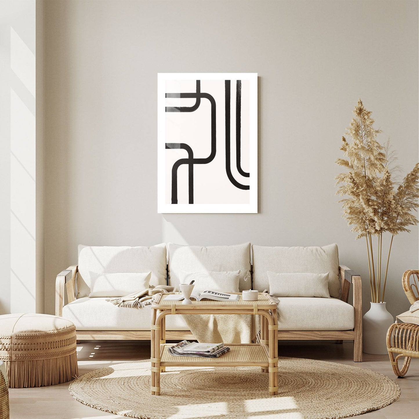 Wes Co Gallery Metal Poster Modern Flow Black Lines 24" x 36" Home Goods - Nordic Border or edge to edge Metal Art Print