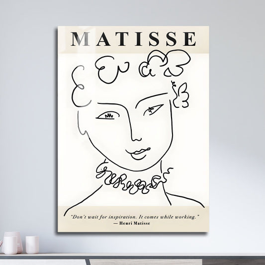 Wes Co Gallery Metal Poster Matisse Line Portrait 11" x 17" Home Goods - Nordic Border or edge to edge Metal Art Print