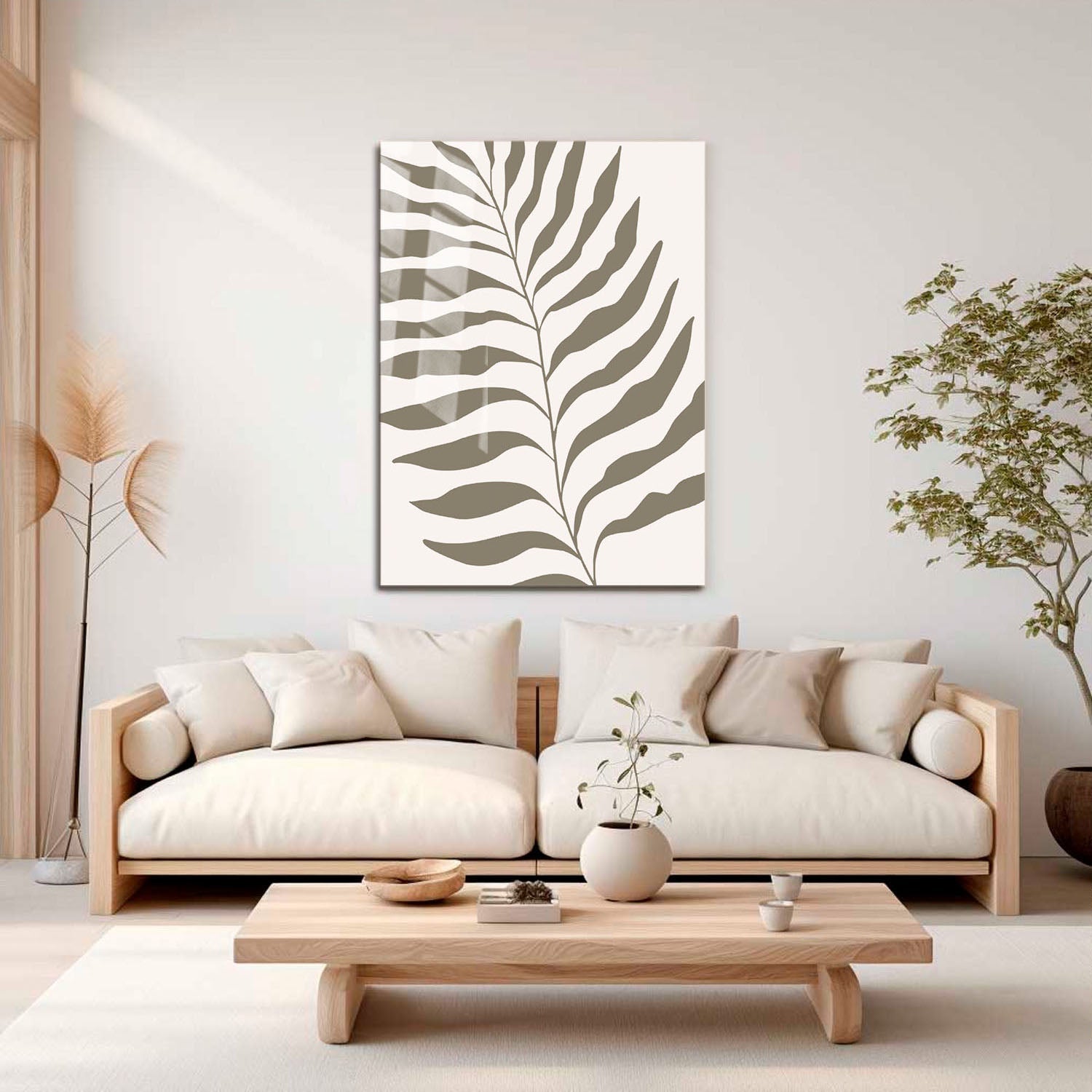 Wes Co Gallery Metal Poster Minimalist Palm Leaf Silhouette 11" x 17" Home Goods - Nordic Border or edge to edge Metal Art Print