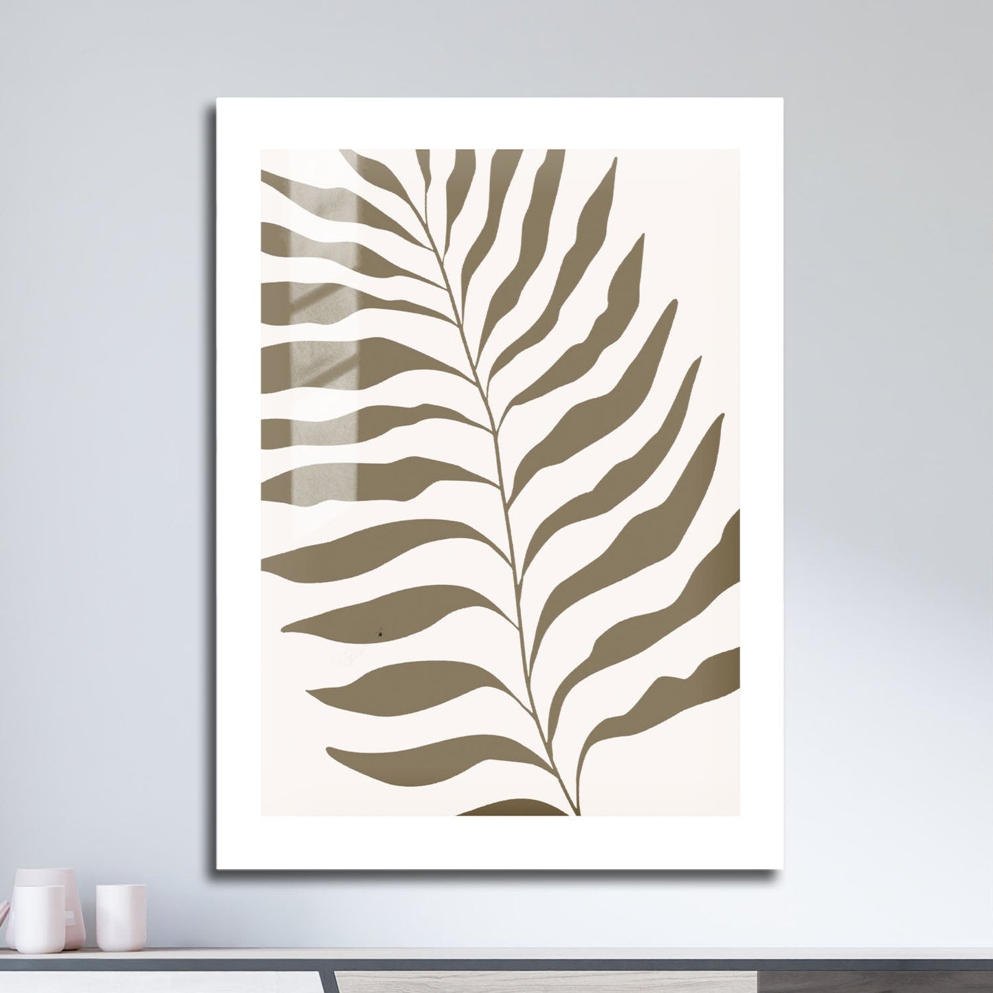 Wes Co Gallery Metal Poster Minimalist Palm Leaf Silhouette 16" x 24" Home Goods - Nordic Border or edge to edge Metal Art Print