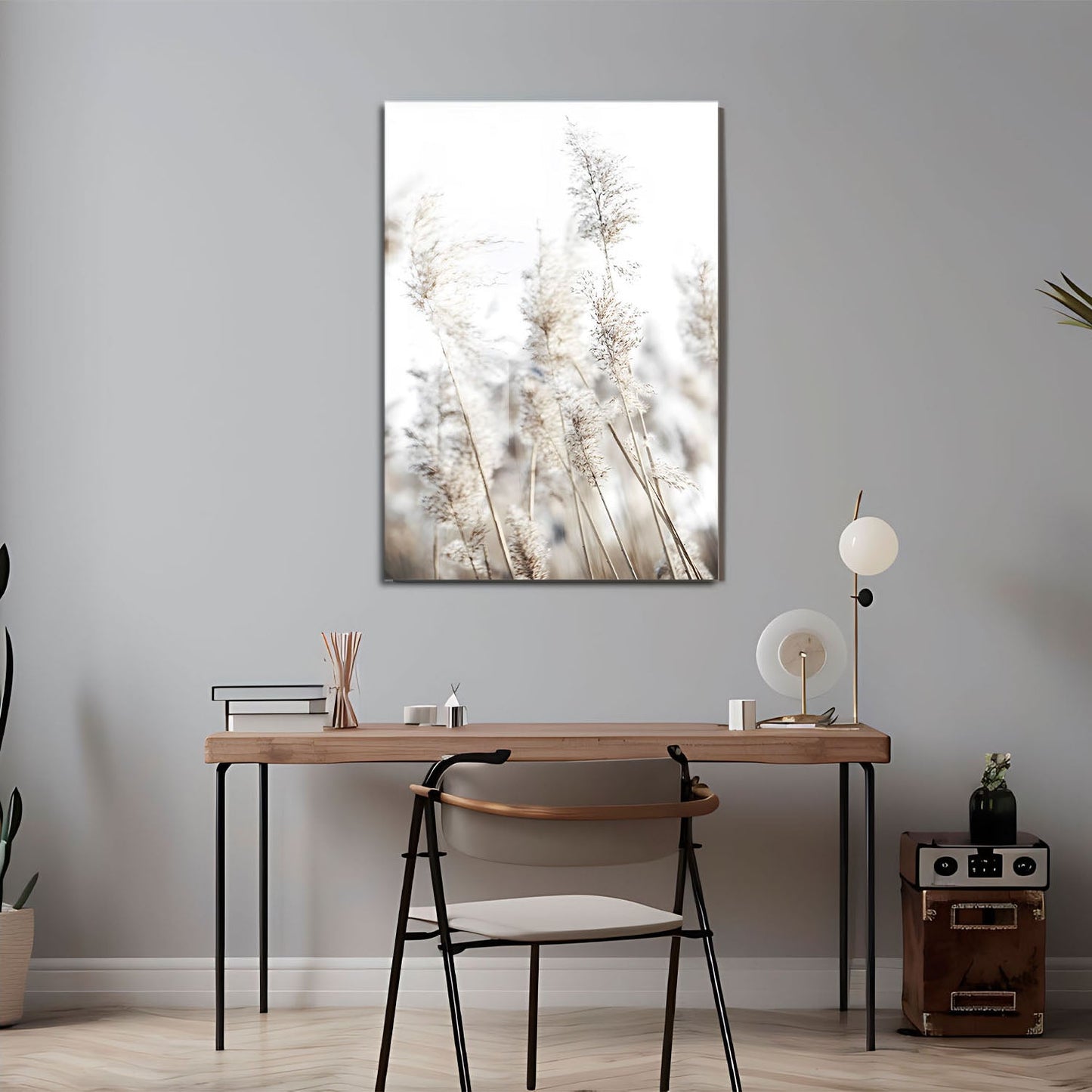 Wes Co Gallery Metal Poster Soft Pampas Grass Nature 11" x 17" Home Goods - Nordic Border or edge to edge Metal Art Print