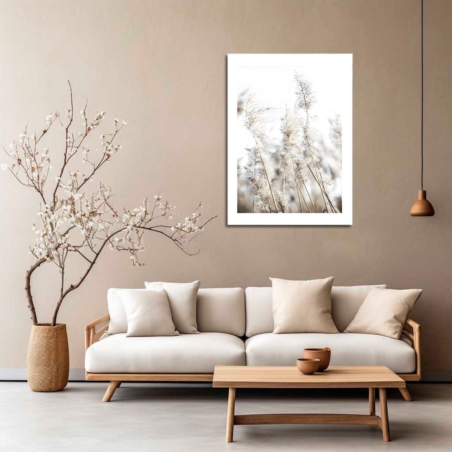 Wes Co Gallery Metal Poster Soft Pampas Grass Nature 16" x 24" Home Goods - Nordic Border or edge to edge Metal Art Print