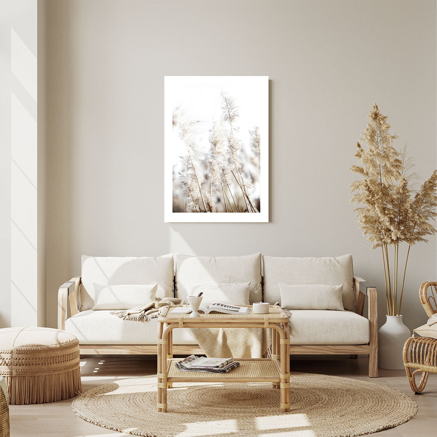 Wes Co Gallery Metal Poster Soft Pampas Grass Nature 24" x 36" Home Goods - Nordic Border or edge to edge Metal Art Print