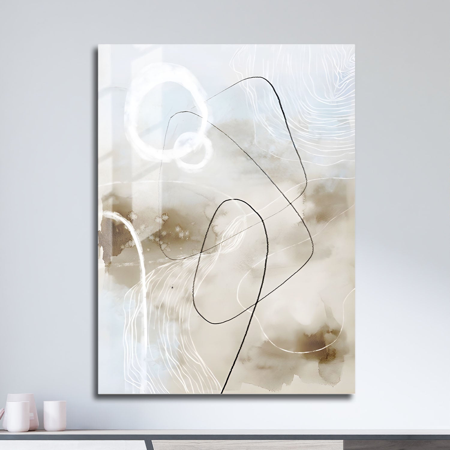 Wes Co Gallery Metal Poster Abstract Fluid Linework 11" x 17" Home Goods - Nordic Border or edge to edge Metal Art Print