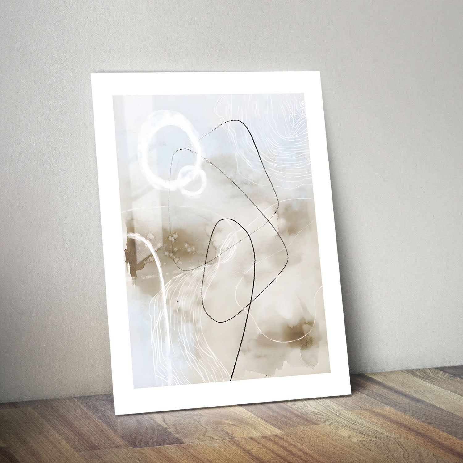 Wes Co Gallery Metal Poster Abstract Fluid Linework 24" x 36" Home Goods - Nordic Border or edge to edge Metal Art Print