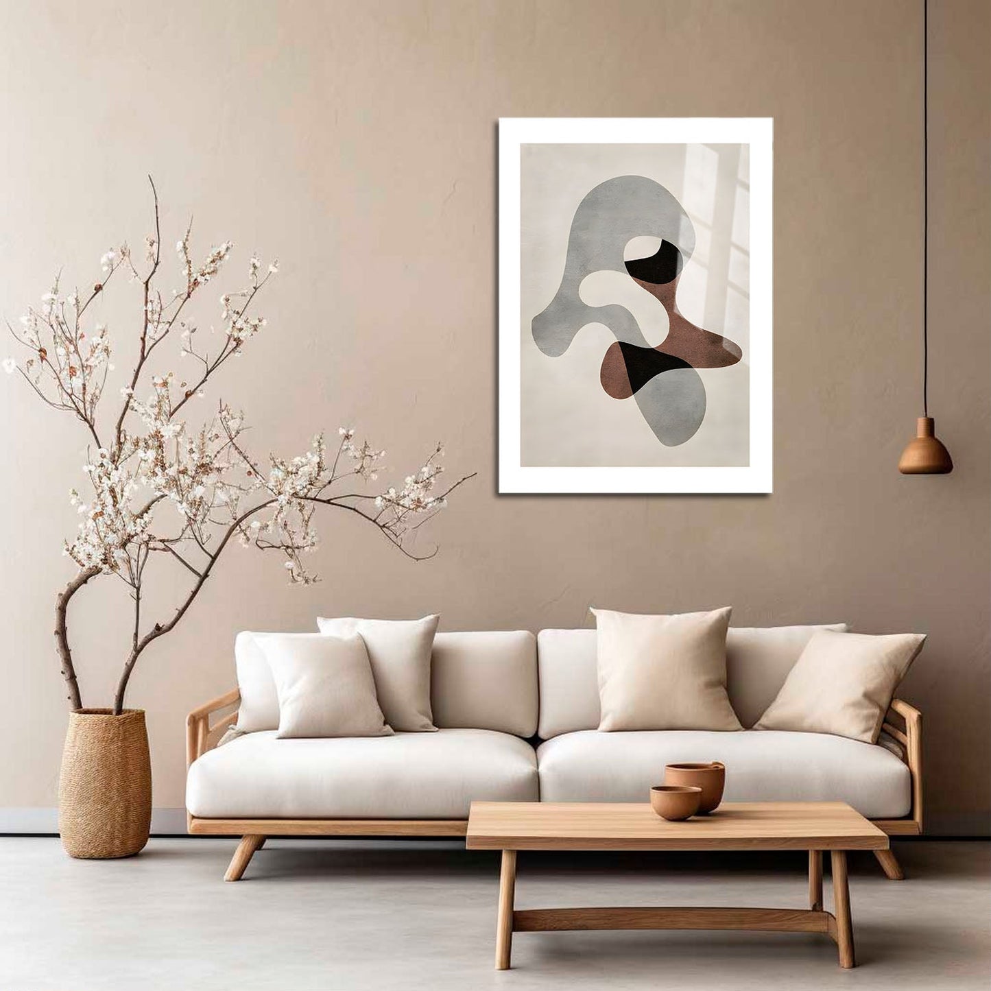 Wes Co Gallery Metal Poster Neutral Tones Organic Shapes 16" x 24" Home Goods - Nordic Border or edge to edge Metal Art Print