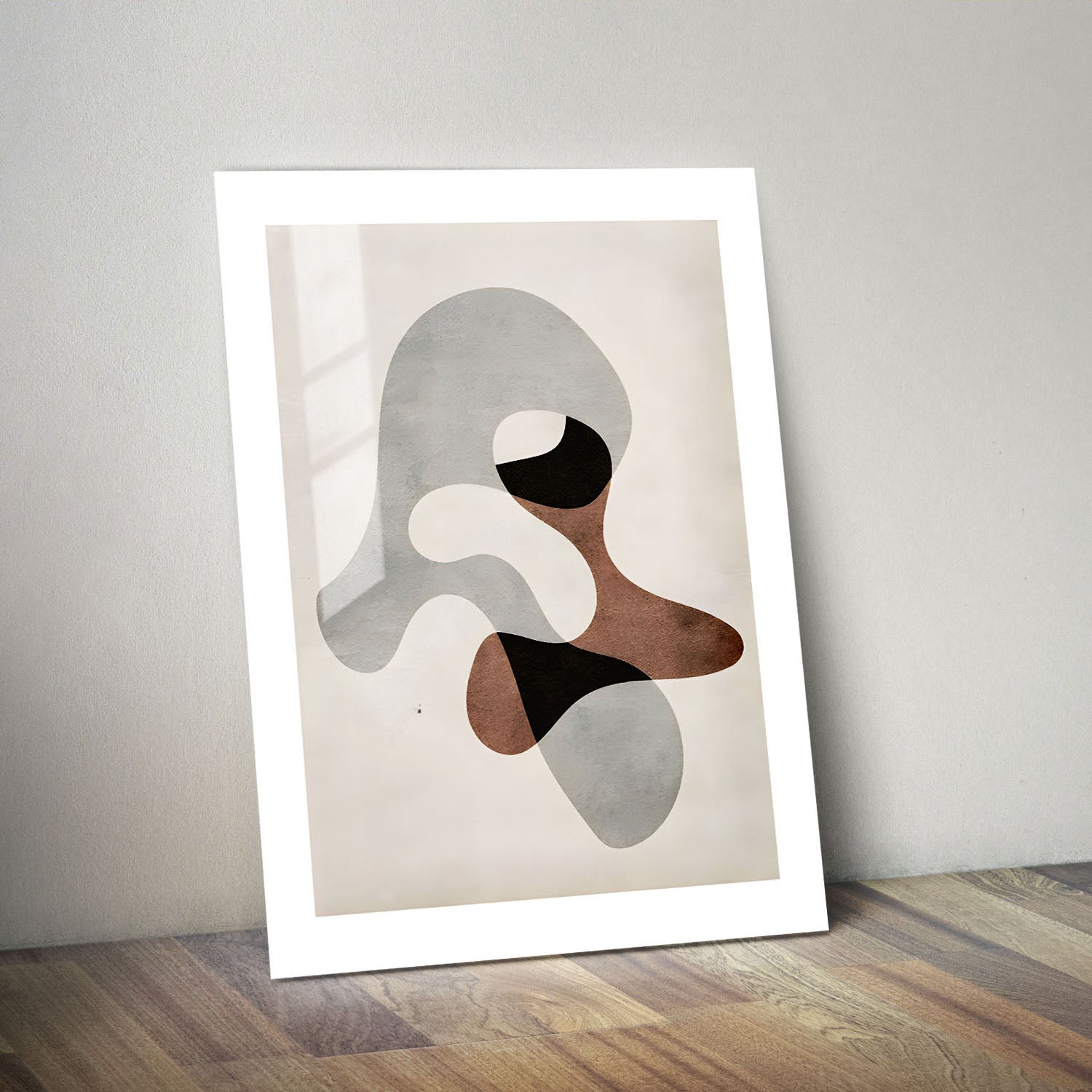 Wes Co Gallery Metal Poster Neutral Tones Organic Shapes 24" x 36" Home Goods - Nordic Border or edge to edge Metal Art Print