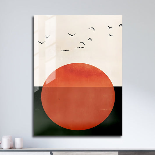 Wes Co Gallery Metal Poster Sunset Birds Silhouette 11" x 17" Home Goods - Nordic Border or edge to edge Metal Art Print