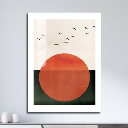 Wes Co Gallery Metal Poster Sunset Birds Silhouette 16" x 24" Home Goods - Nordic Border or edge to edge Metal Art Print