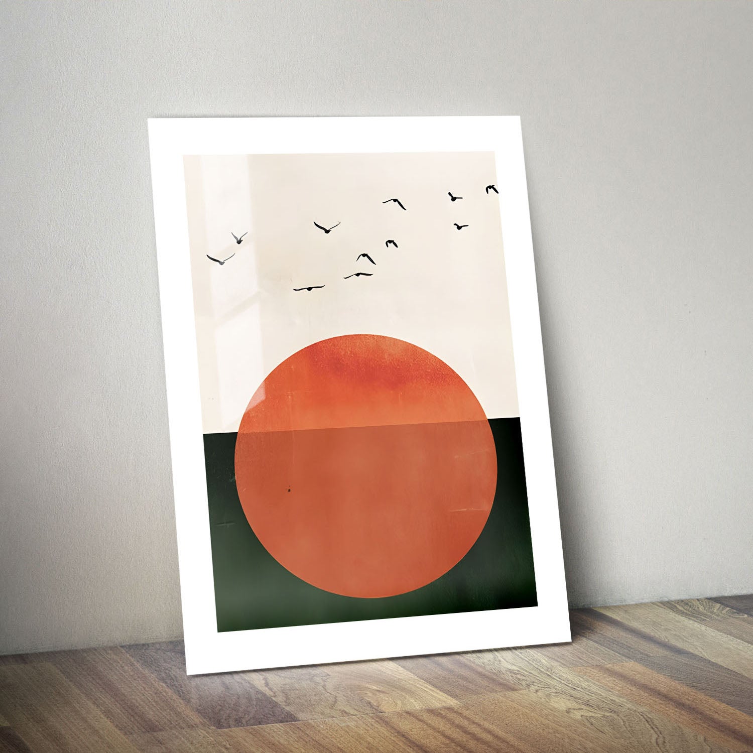 Wes Co Gallery Metal Poster Sunset Birds Silhouette 24" x 36" Home Goods - Nordic Border or edge to edge Metal Art Print