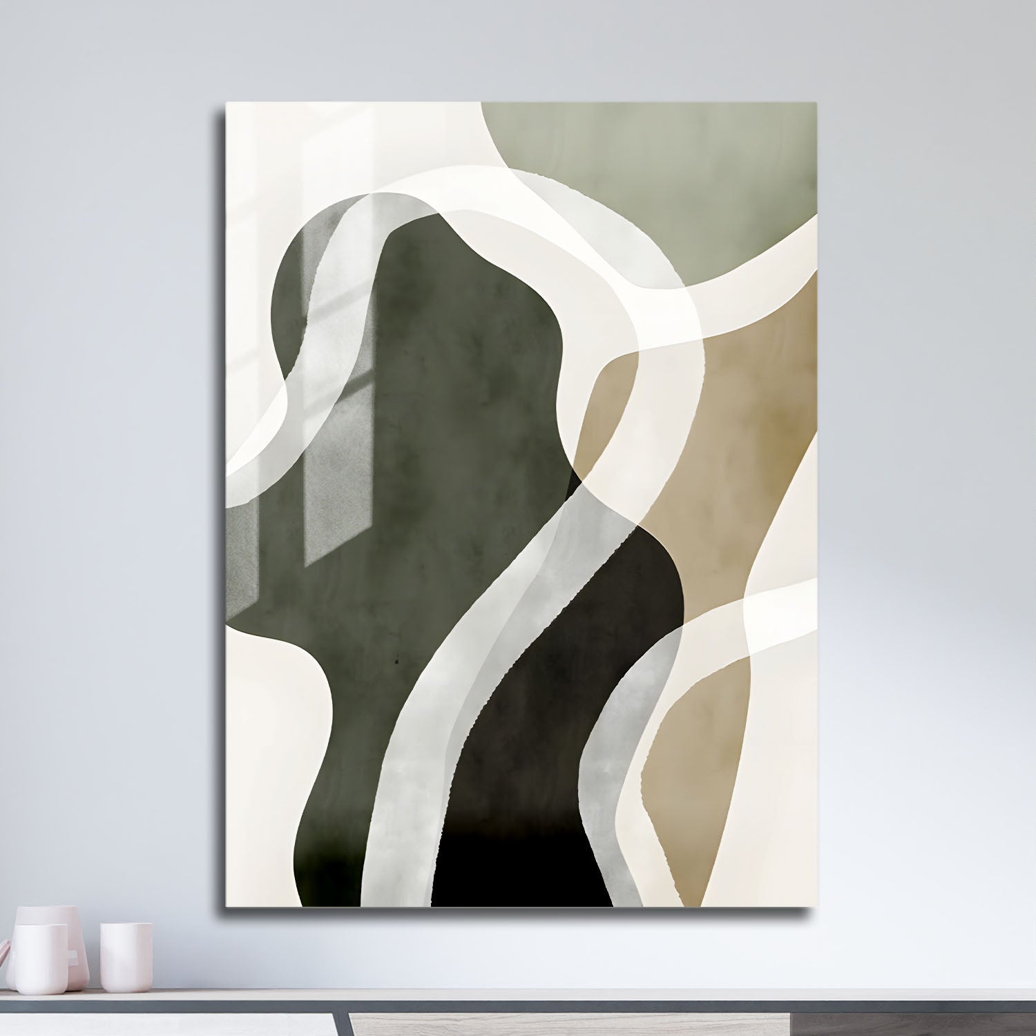 Wes Co Gallery Metal Poster Organic Green Abstract Shapes 11" x 17" Home Goods - Nordic Border or edge to edge Metal Art Print