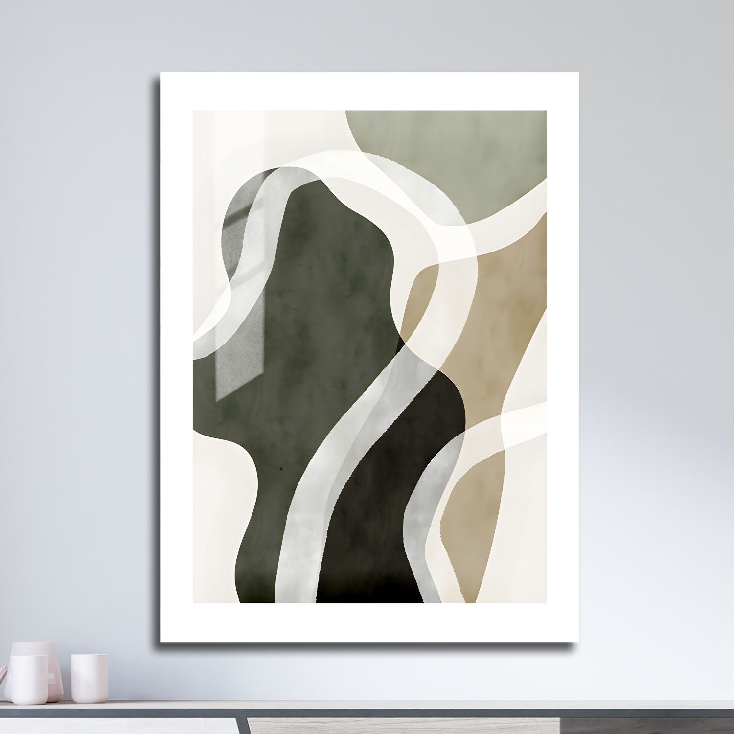 Wes Co Gallery Metal Poster Organic Green Abstract Shapes 16" x 24" Home Goods - Nordic Border or edge to edge Metal Art Print