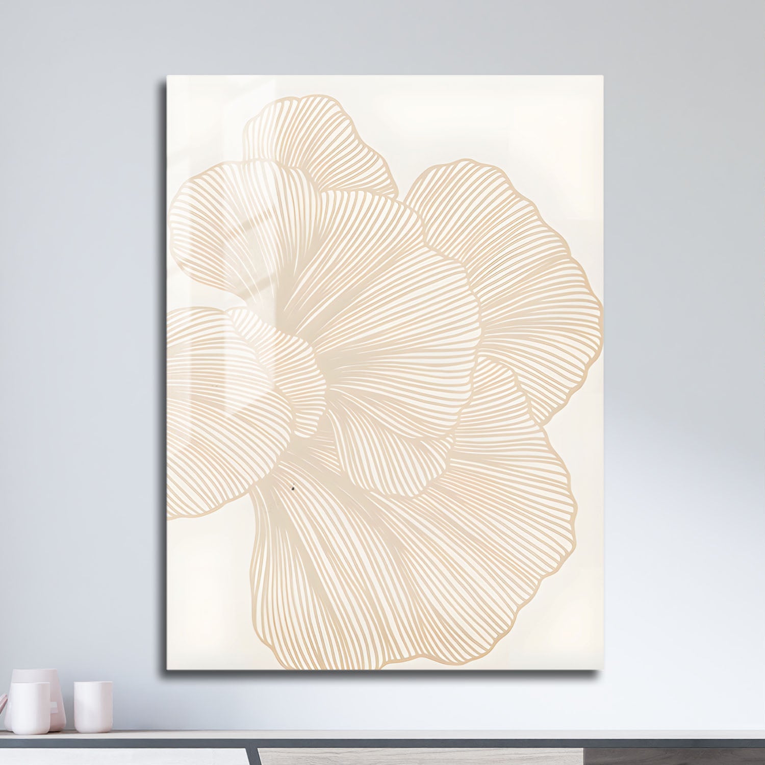 Wes Co Gallery Metal Poster Neutral Linework Floral 11" x 17" Home Goods - Nordic Border or edge to edge Metal Art Print