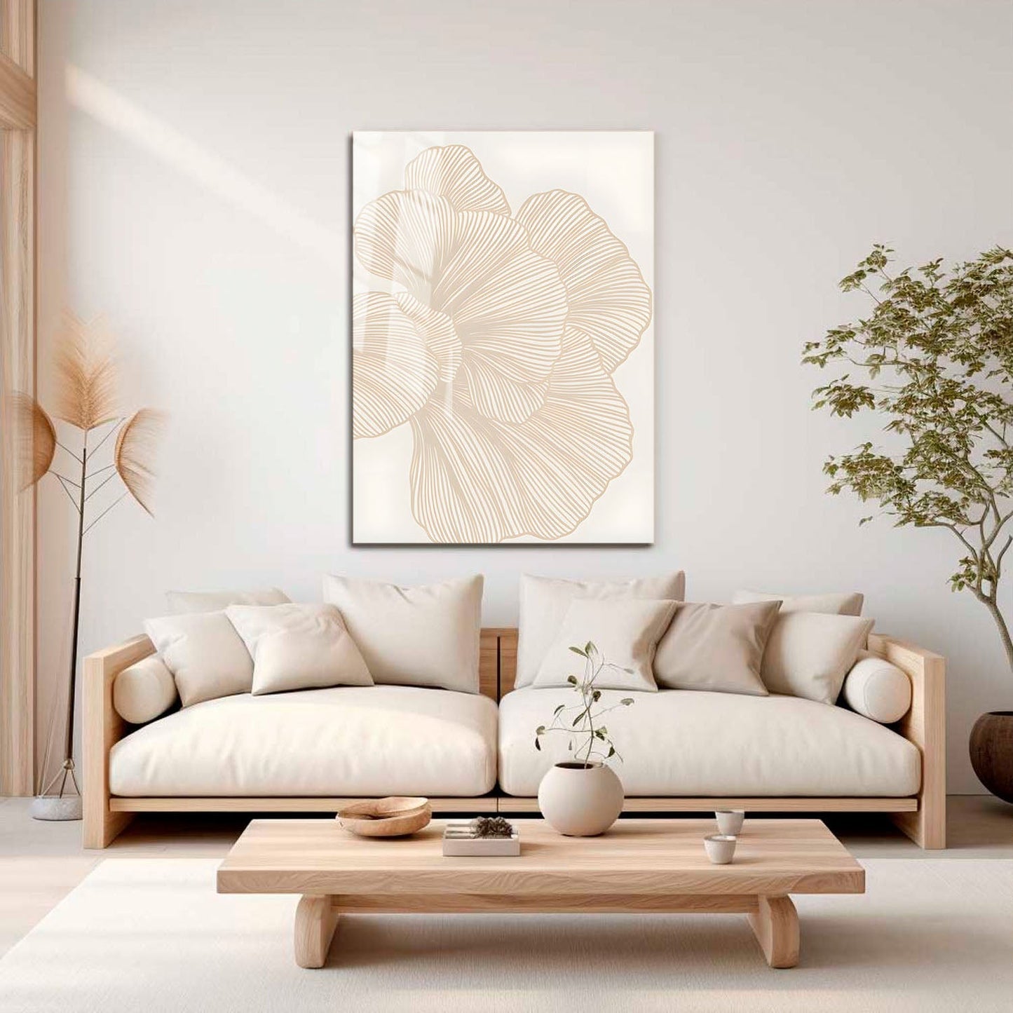 Wes Co Gallery Metal Poster Neutral Linework Floral 11" x 17" Home Goods - Nordic Border or edge to edge Metal Art Print