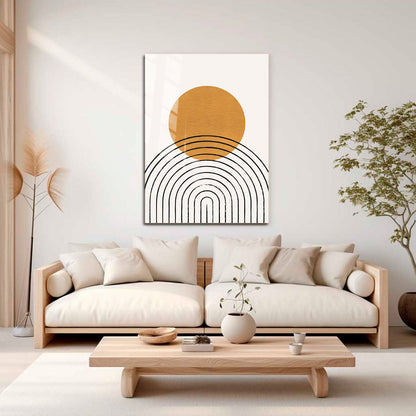 Wes Co Gallery Metal Poster Golden Circle and Arches Abstract 11" x 17" Home Goods - Nordic Border or edge to edge Metal Art Print