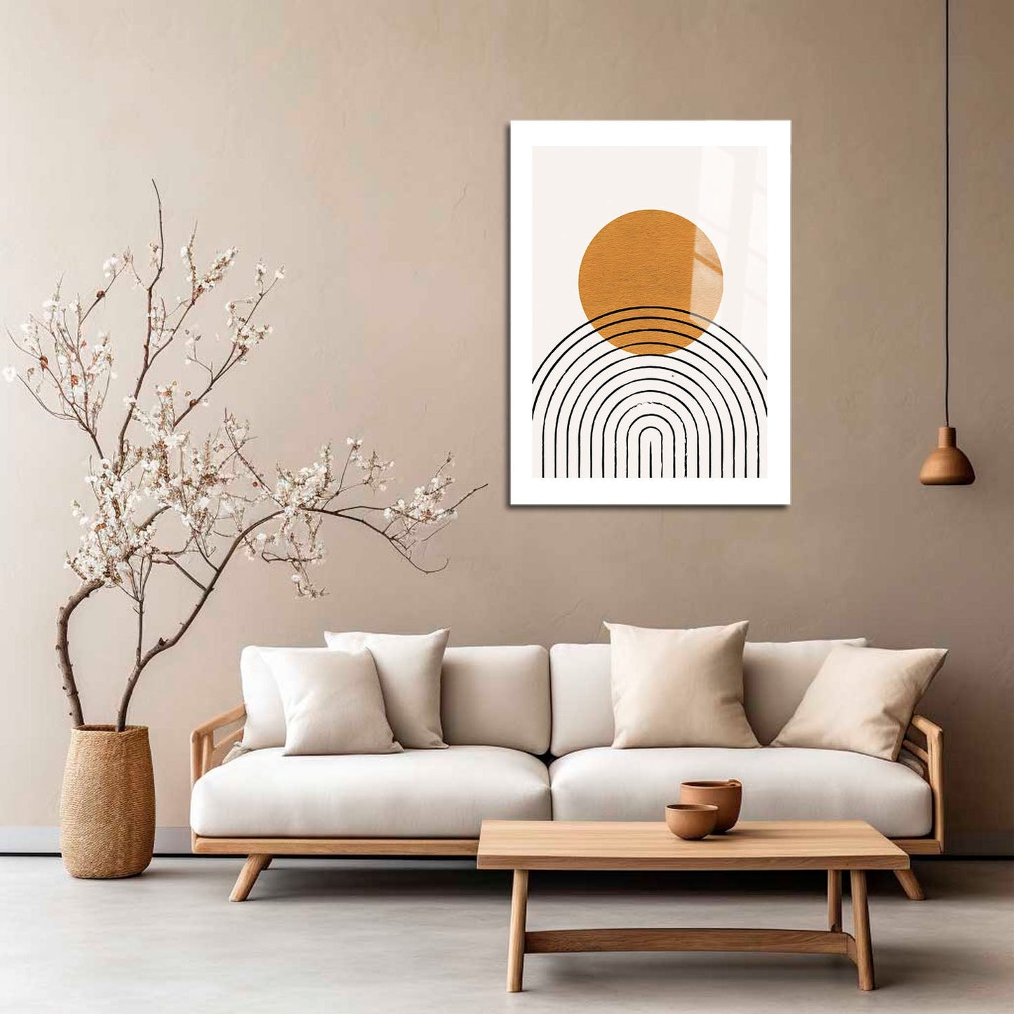 Wes Co Gallery Metal Poster Golden Circle and Arches Abstract 16" x 24" Home Goods - Nordic Border or edge to edge Metal Art Print