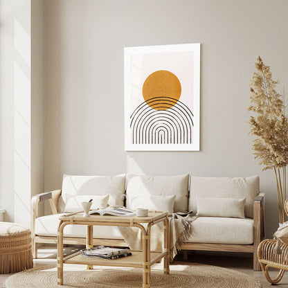 Wes Co Gallery Metal Poster Golden Circle and Arches Abstract 16" x 24" Home Goods - Nordic Border or edge to edge Metal Art Print