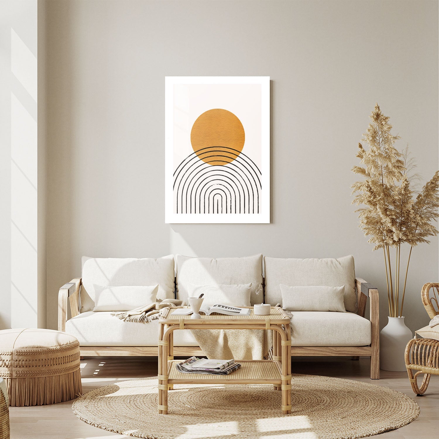 Wes Co Gallery Metal Poster Golden Circle and Arches Abstract 24" x 36" Home Goods - Nordic Border or edge to edge Metal Art Print