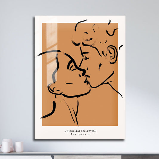 Wes Co Gallery Metal Poster Minimalist Lovers Kiss 11" x 17" Home Goods - Nordic Border or edge to edge Metal Art Print