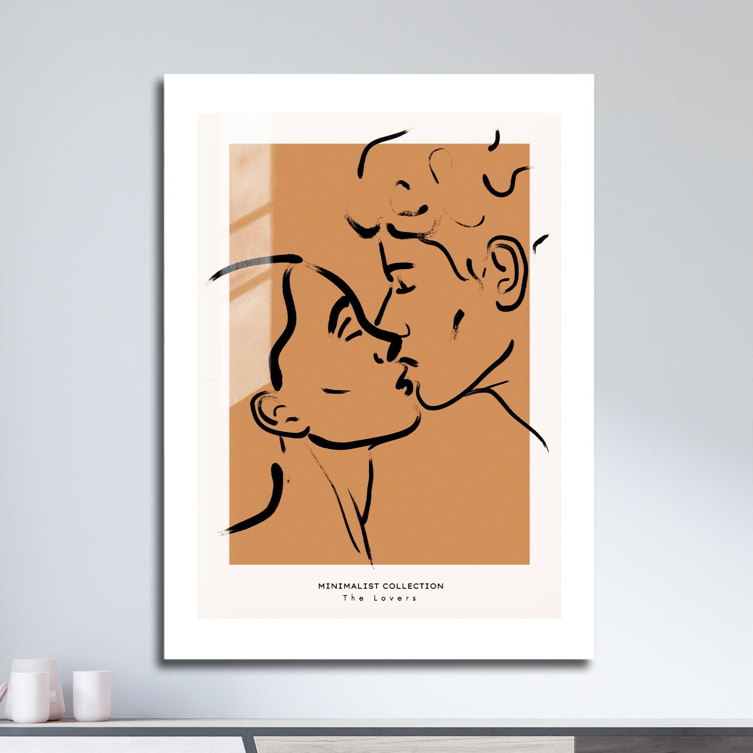 Wes Co Gallery Metal Poster Minimalist Lovers Kiss 16" x 24" Home Goods - Nordic Border or edge to edge Metal Art Print