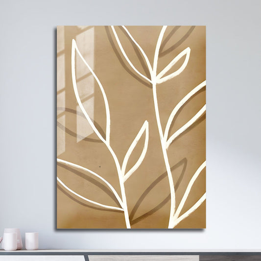 Wes Co Gallery Metal Poster Boho Leaf Outline 11" x 17" Home Goods - Nordic Border or edge to edge Metal Art Print