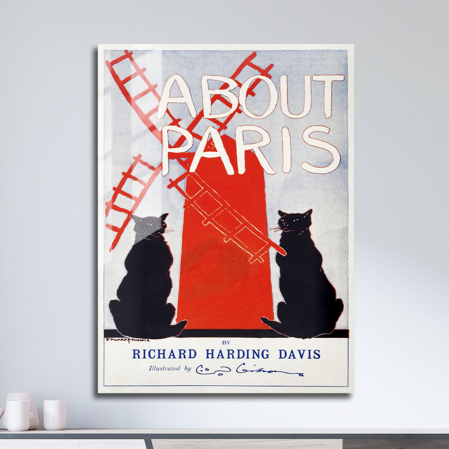 Wes Co Gallery Metal Poster About Paris by Edward Penfield 11" x 17" Home Goods - Pop Art Border or edge to edge Metal Art Print